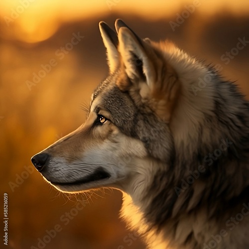 wolf in golden hour- Wild photography