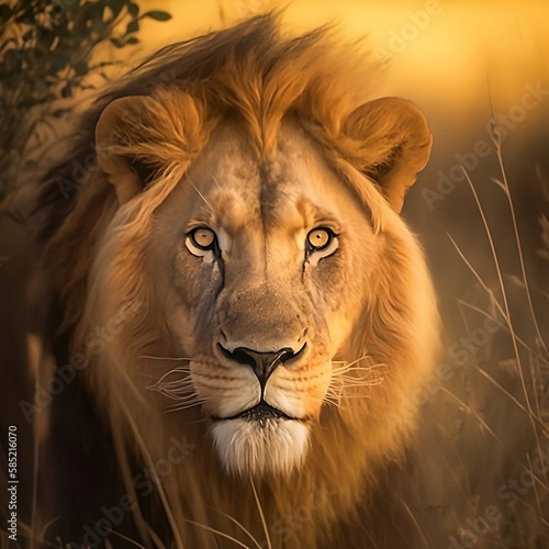 close up of a lion in golden hours- Wild Photography