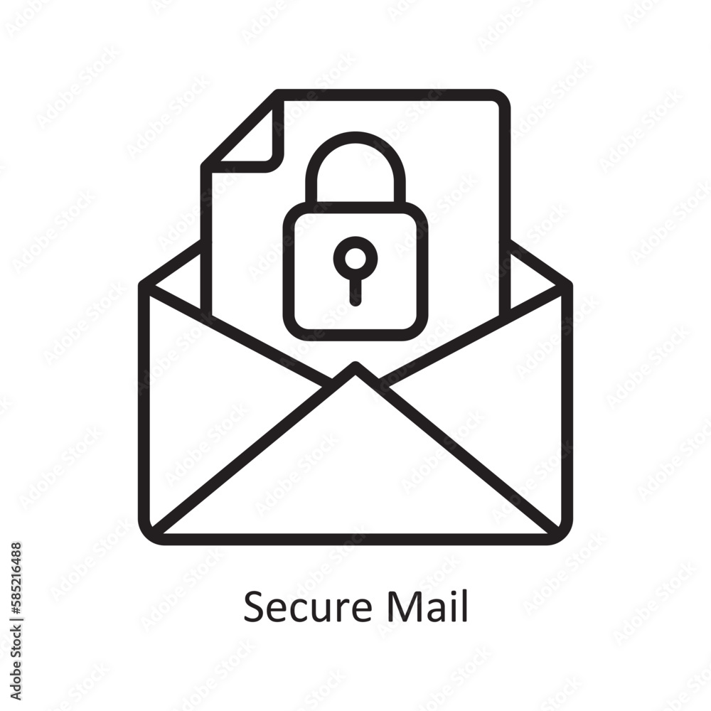 Secure Mail Vector Outline Icon Design illustration. Data Symbol on White background EPS 10 File Secure Mail Vector Outline Icon Design illustration. Data Symbol on White background EPS 10 File