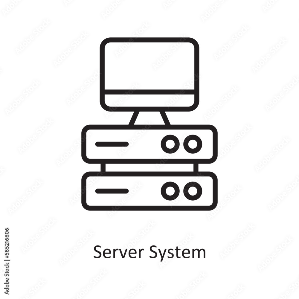 Server System Vector Outline Icon Design illustration. Data Symbol on White background EPS 10 File Server System Vector Outline Icon Design illustration. Data Symbol on White background EPS 10 File