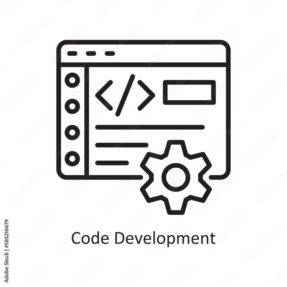 Code Development Vector Outline Icon Design illustration. Data Symbol on White background EPS 10 File Code Development Vector Outline Icon Design illustration. Data Symbol on White background EPS 10 File
