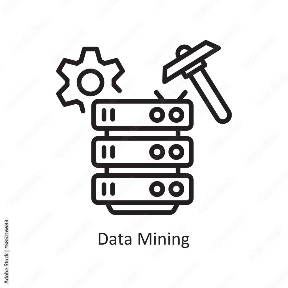 Data Mining Vector Outline Icon Design illustration. Data Symbol on White background EPS 10 File Data Mining Vector Outline Icon Design illustration. Data Symbol on White background EPS 10 File