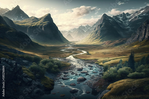 mountain landscape background for promotions - made with generative ai