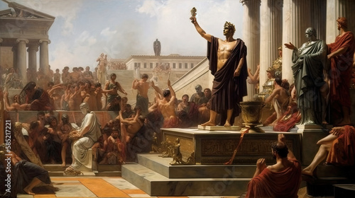Canvastavla Marcus Aurelius Portrait - Roman Emperor Philosopher - Generative AI