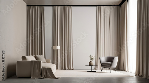 Modern living room interior design. Illustration AI Generative.