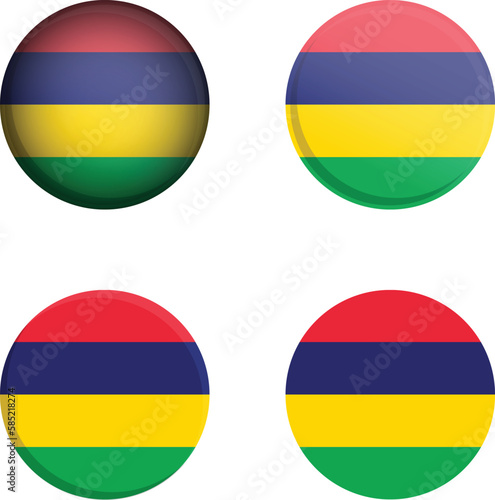 Free Download Round Country Flag in different styles disc badge vector illustration Republic of Mauritius - GFXLoad