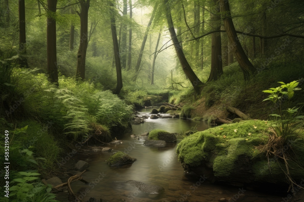 Obraz premium Stream in the forest landscape