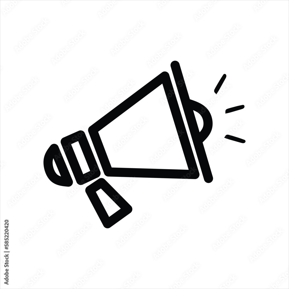 Seo Business Web Outlined Line Icon Vector Megaphone on white background Seo Business Web Outlined Line Icon Vector Megaphone on white background