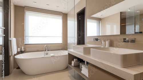 Modern bathroom interior design. Illustration Generative AI.