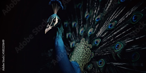Close up of a peacock, Generative AI