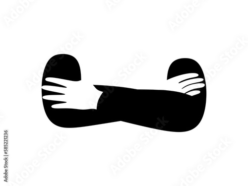 Folded hands on white background. Crossed arms Minimal and creative design. Folded arms Vector illustration