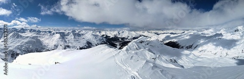 Panorama Sentisch Horn. Mountain peaks above Davos Klosters in the Graubunden Switzerland. Ski tour to the summit. mountaineering. High quality photo © SimonMichael