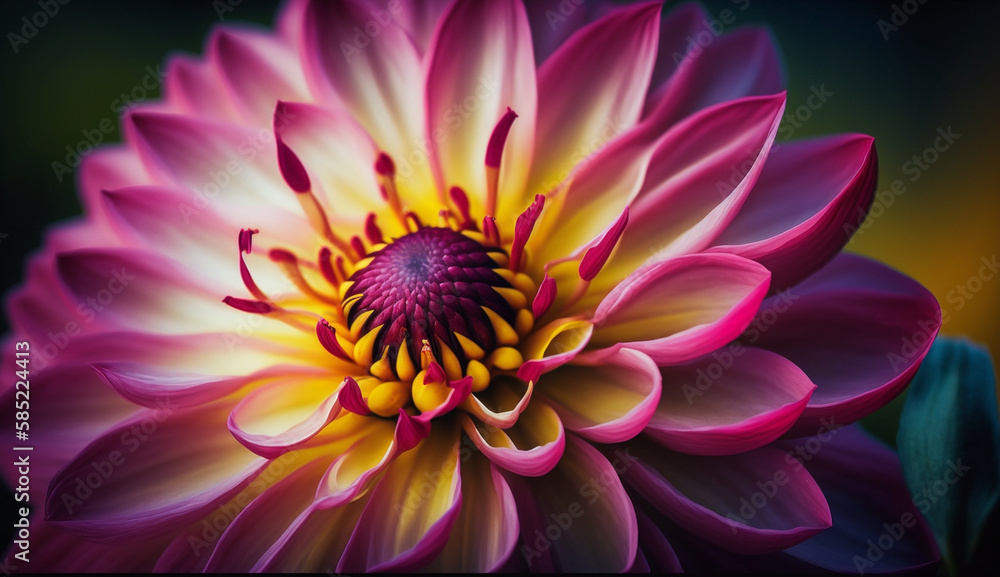 Close up of a vibrant multi colored flower head generated by AI Close up of a vibrant multi colored flower head generated by AI