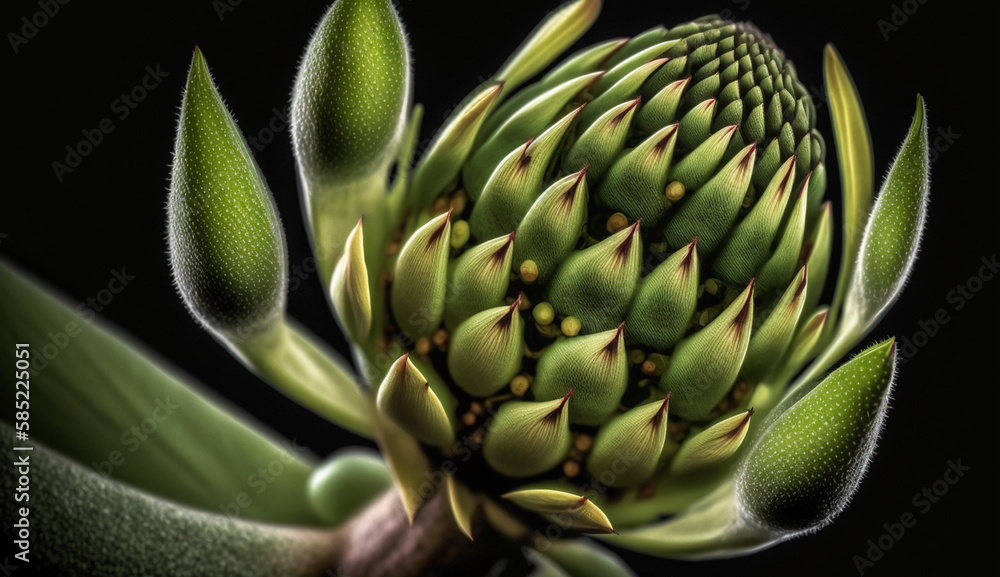 Fototapeta premium Nature fragility captured in a green artichoke generated by AI