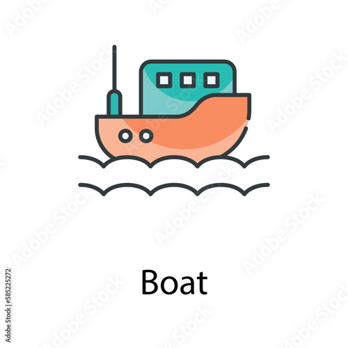 Boat icon. Suitable for Web Page, Mobile App, UI, UX and GUI design.