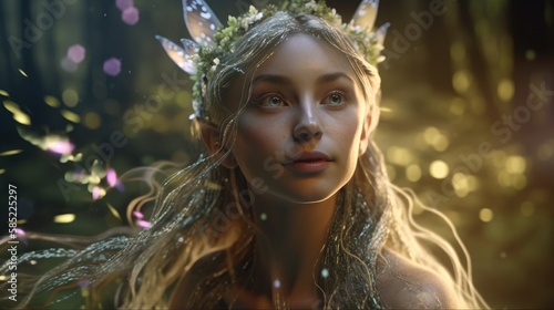 magical fairy in the forest. Created with generative AI.