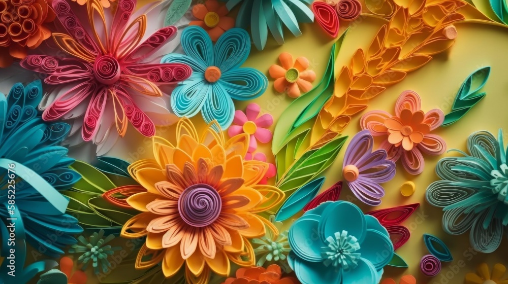 Spring Flowers 3D Wallpaper With Paper Quilling Spring Flowers 3D Wallpaper With Paper Quilling