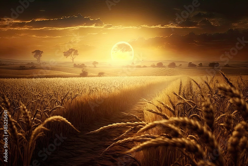 wheat field at sunset - made with generative ai © Chris