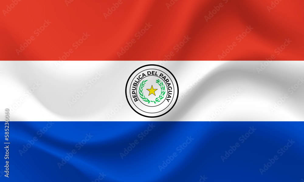 Obraz premium Vector Paraguay flag. Waved Flag of Paraguay. Paraguay emblem, icon.