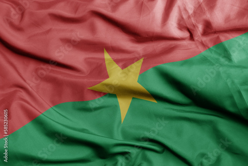 waving national flag of burkina faso .macro shot. 3D illustration