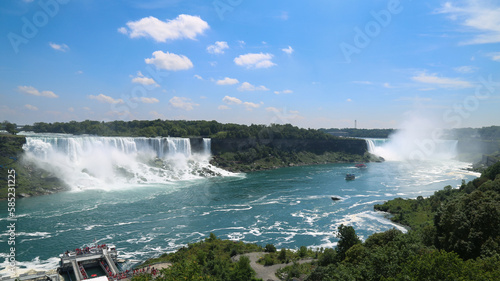 Canvas Print Wide view of Niagra Falls on a sunny day.