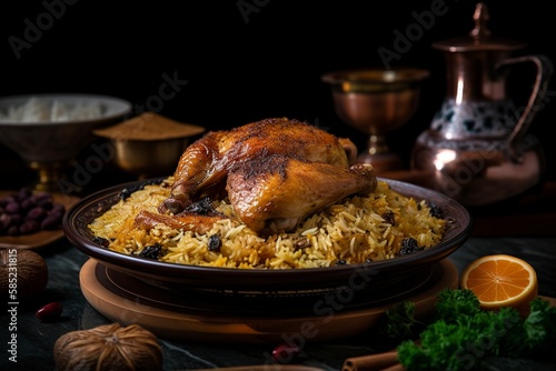 Chicken Kabsa with rice mandi Saudi Arabian photo