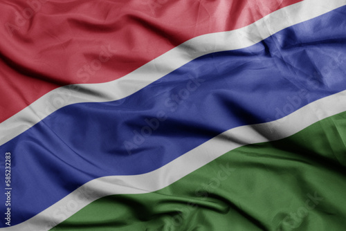 waving national flag of gambia .macro shot. 3D illustration