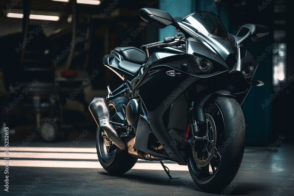 Cinematic Closeup Shot of Black Sports Bike Cinematic Closeup Shot of Black Sports Bike