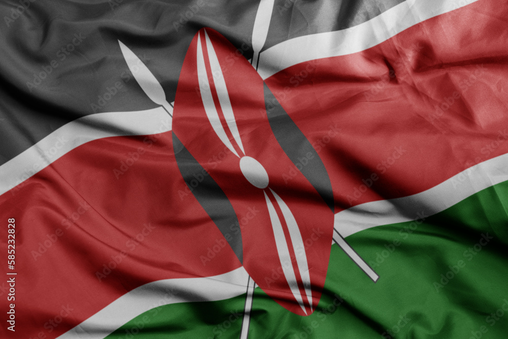 waving national flag of kenya .macro shot. 3D illustration