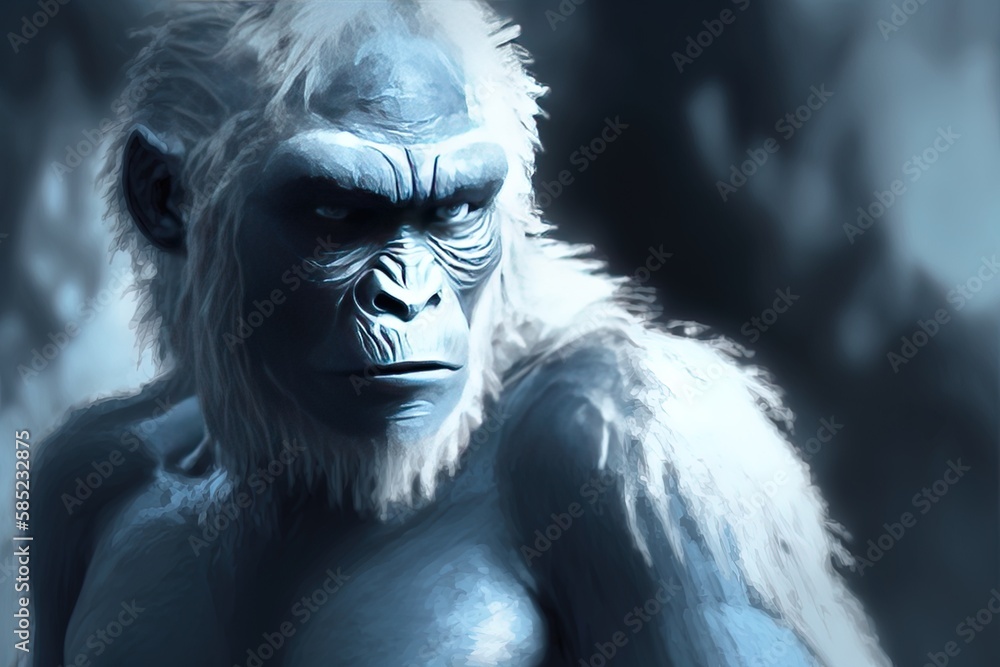 Reverence in Deep Blues and Soft Grays: A Yeti's Glance Generative AI