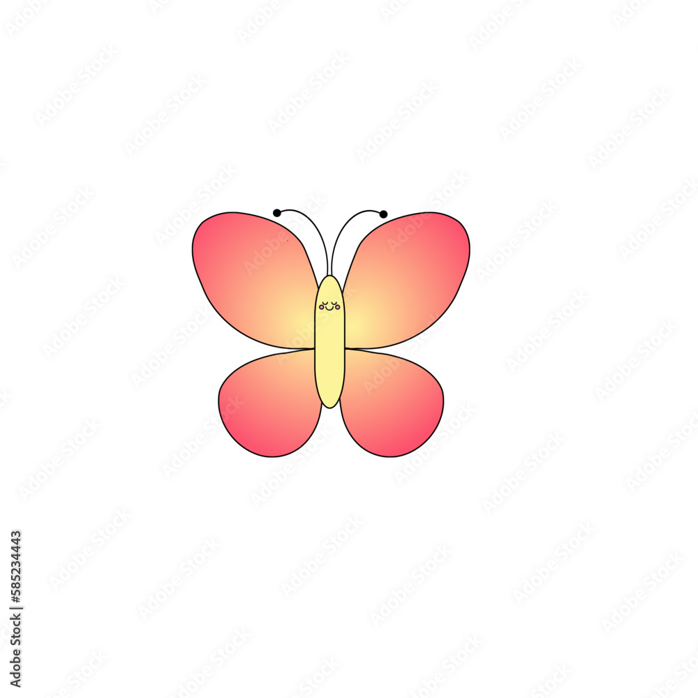 Naklejka premium smiling butterfly with yellow and pink gradient