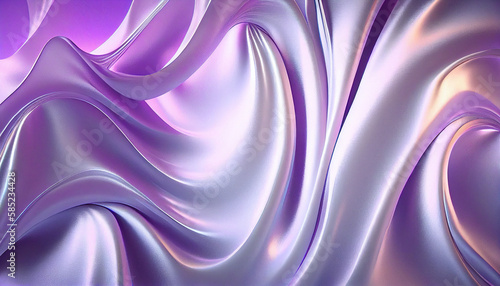 White Blue Violet Wavy Satin glass Background  Neon Lighting abstract with curves light purple background. - Generative AI