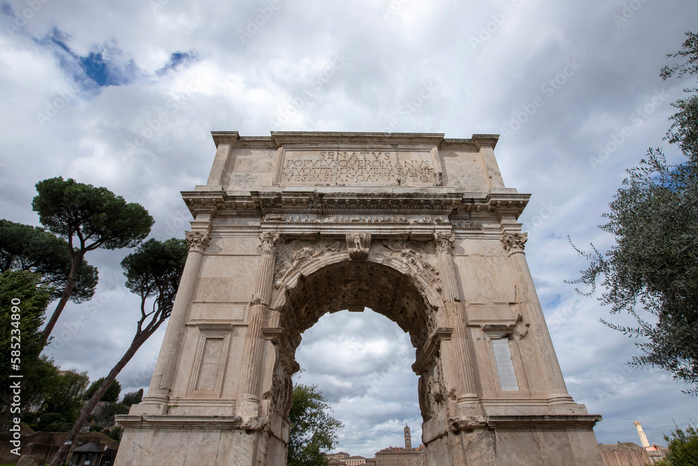 Arch of Titus on the Via Sacra in the Roman Forum, Rome, Italy
