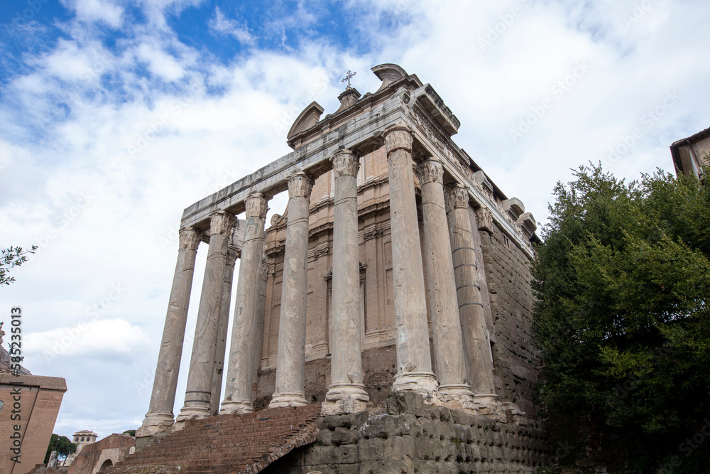 The Temple of Antoninus and Faustina is a temple of Ancient Rome (later adapted a Catholic church) located in the Roman Forum, Rome, Italy.