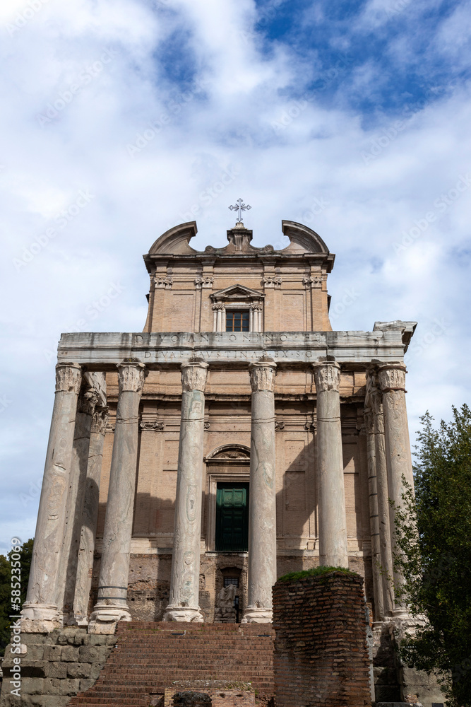 The Temple of Antoninus and Faustina is a temple of Ancient Rome (later adapted a Catholic church) located in the Roman Forum, Rome, Italy.