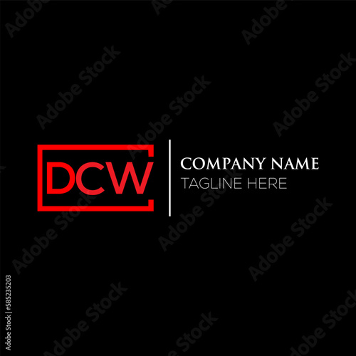 DCW letter logo design on black background. DCW creative initials letter logo concept. DCW letter design. DCW letter design on black background. DCW logo vector.
 photo