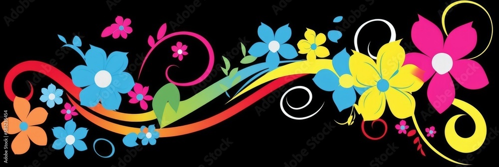 A digital illustration of an abstract floral design with swirls. Generative AI. A digital illustration of an abstract floral design with swirls. Generative AI.