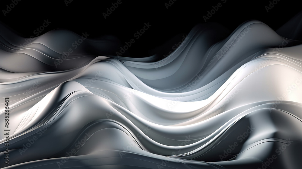 White Wavy Satin glass Background, Neon Lighting highlights a white silk fabric blowing in the wind folds -Generative AI White Wavy Satin glass Background, Neon Lighting highlights a white silk fabric blowing in the wind folds -Generative AI