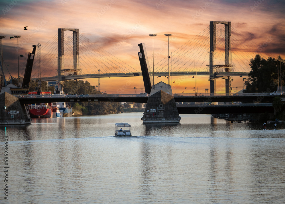 sunset over the river
