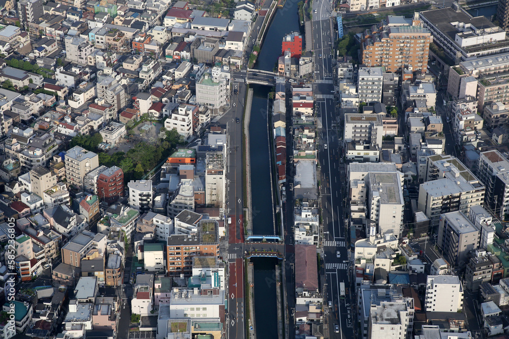 Fototapeta premium Panoramic aerial view of Tokyo, Japan. Tokyo urban city view from above