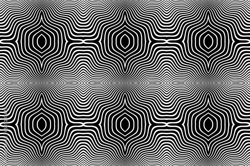 Abstract Seamless Geometric Wavy Lines Pattern with Striped Texture.
