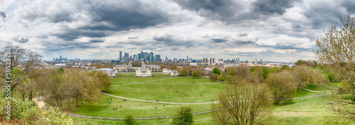 Panoramic view from the Royal Observatory in Greenwich, London, UK