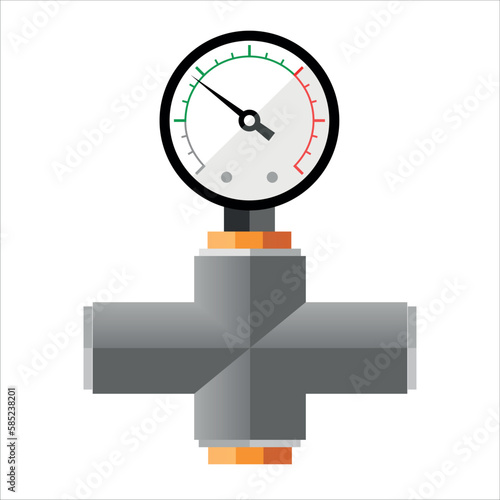 Pressure sensor in the pipes on a white background. Vecor