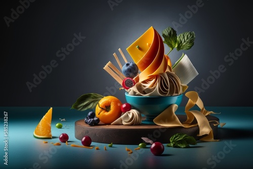 Cinematic Still Life: Fun & Festive Food Icons with Creative Vector Illustration and Art - Simple Yet Professional Color Grading with 55mm Lens Enhancements!, Generative AI photo