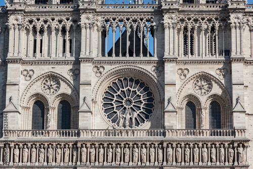 Facade of Notre Dame de Paris Cathedral