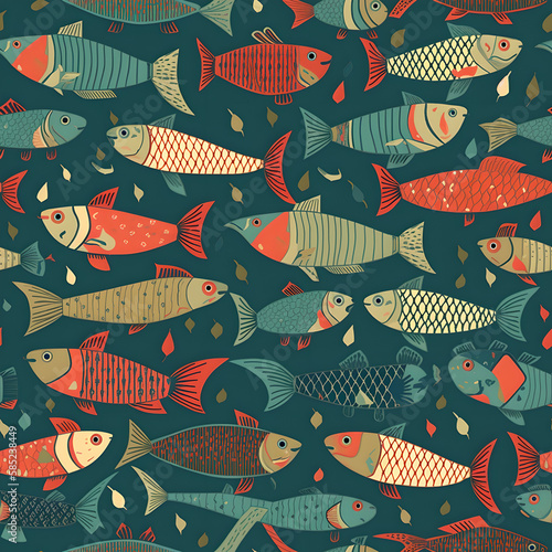 Fish Themed Seamless and Tileable Pattern
