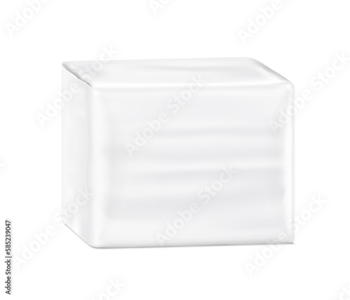 Realistic package bag mockup. Half side view. Vector illustration isolated on white background. Great way to use for presentation your product, design. EPS10.