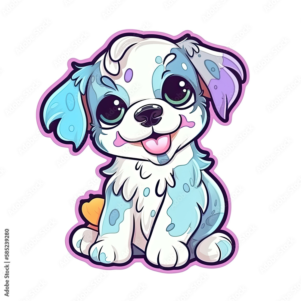 cute color spotted dog puppy - minimalistic  sticker art