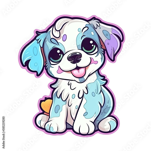 cute color spotted dog puppy - minimalistic sticker art