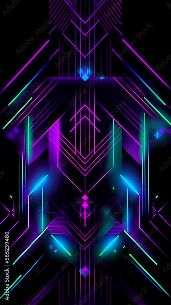 Fototapeta premium Neon geometric art made with Generative AI